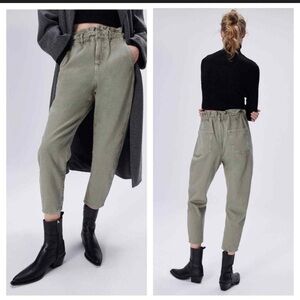 Zara Light Green Paperbag Jeans